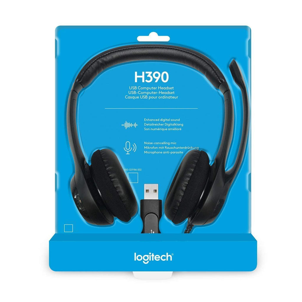 (Refurbished) Logitech H390 Wired USB Headset, 2 Yr Warranty, Stereo Headphones with Noise-Cancelling Mi - Triveni World