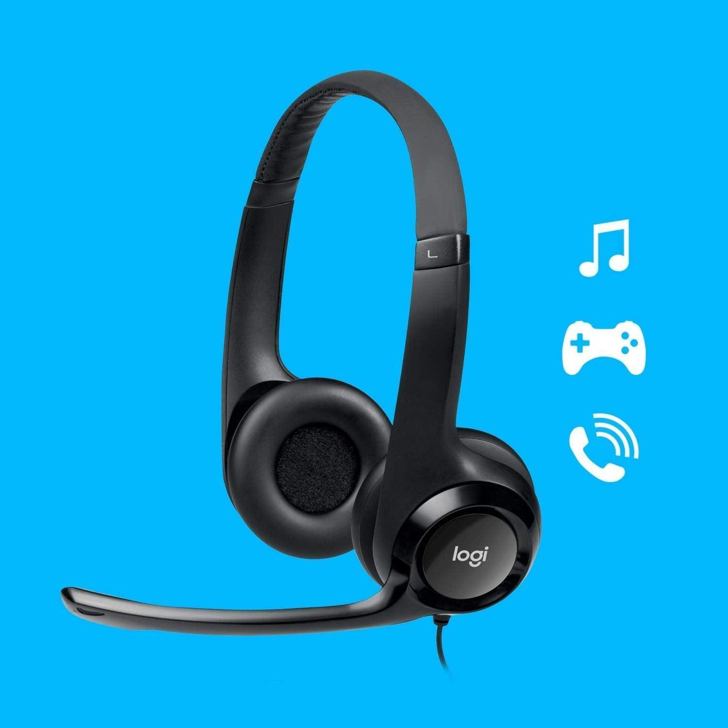 (Refurbished) Logitech H390 Wired USB Headset, 2 Yr Warranty, Stereo Headphones with Noise-Cancelling Mi - Triveni World