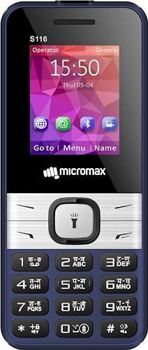 (Refurbished) Micromax S116, Dual Sim Keypad with Long Lasting Battery & Dedicated Notification Ring, Wireless FM with Auto Call Recording | Blue - Triveni World