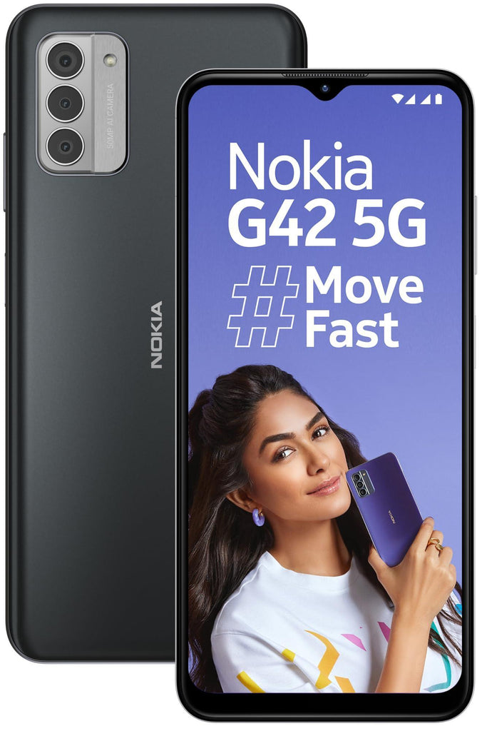 (Refurbished) Nokia G42 5G | Snapdragon® 480+ 5G | 50MP Triple AI Camera | 11GB RAM (6GB RAM + 5GB Virtual RAM) | 128GB Storage | 5000mAh Battery | 2 Years Android Upgrades | 20W Fast Charger Included | So Grey - Triveni World