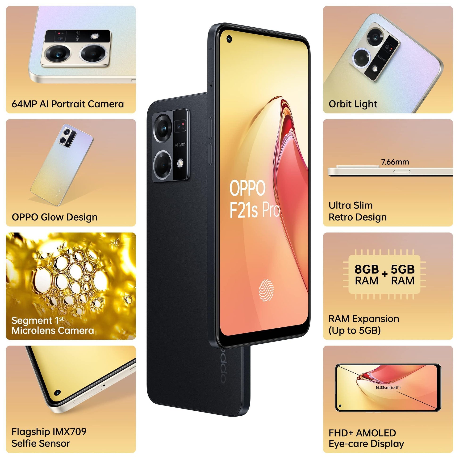 (Refurbished) OPPO F21s Pro (Starlight Black, 8GB RAM, 128 Storage) with No Cost EMI/Additional Exchange Offers - Triveni World