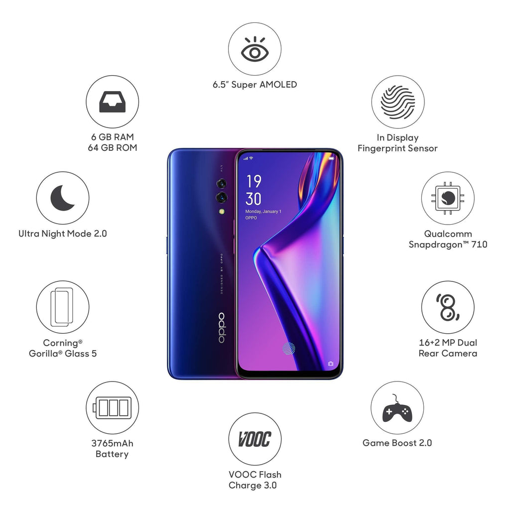 (Refurbished) OPPO K3 (Aurora Blue, 6GB RAM, 64GB Storage) - Triveni World