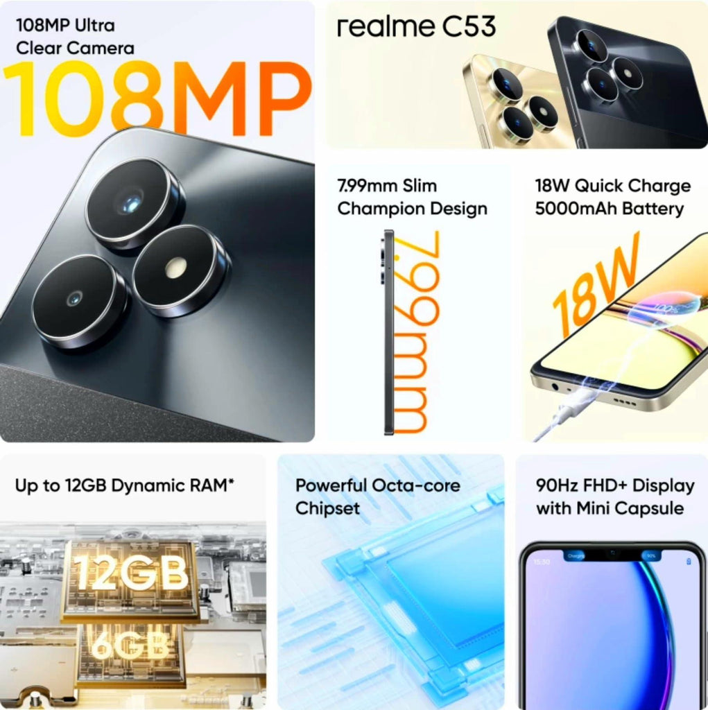 (Refurbished) realme C53 (Champion Black, 6GB RAM, 64GB Storage) - Triveni World