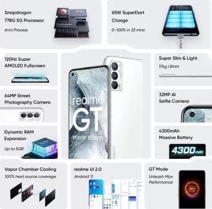 (Refurbished) Realme GT Master Edition 5G (256GB, Luna White 8 GB RAM, New) - Triveni World