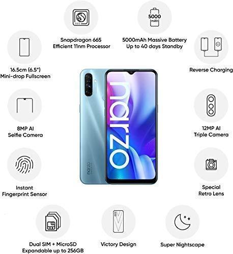 (Refurbished) Realme Narzo 20A (Victory Blue, 4 GB RAM, 64 GB Storage) - Triveni World