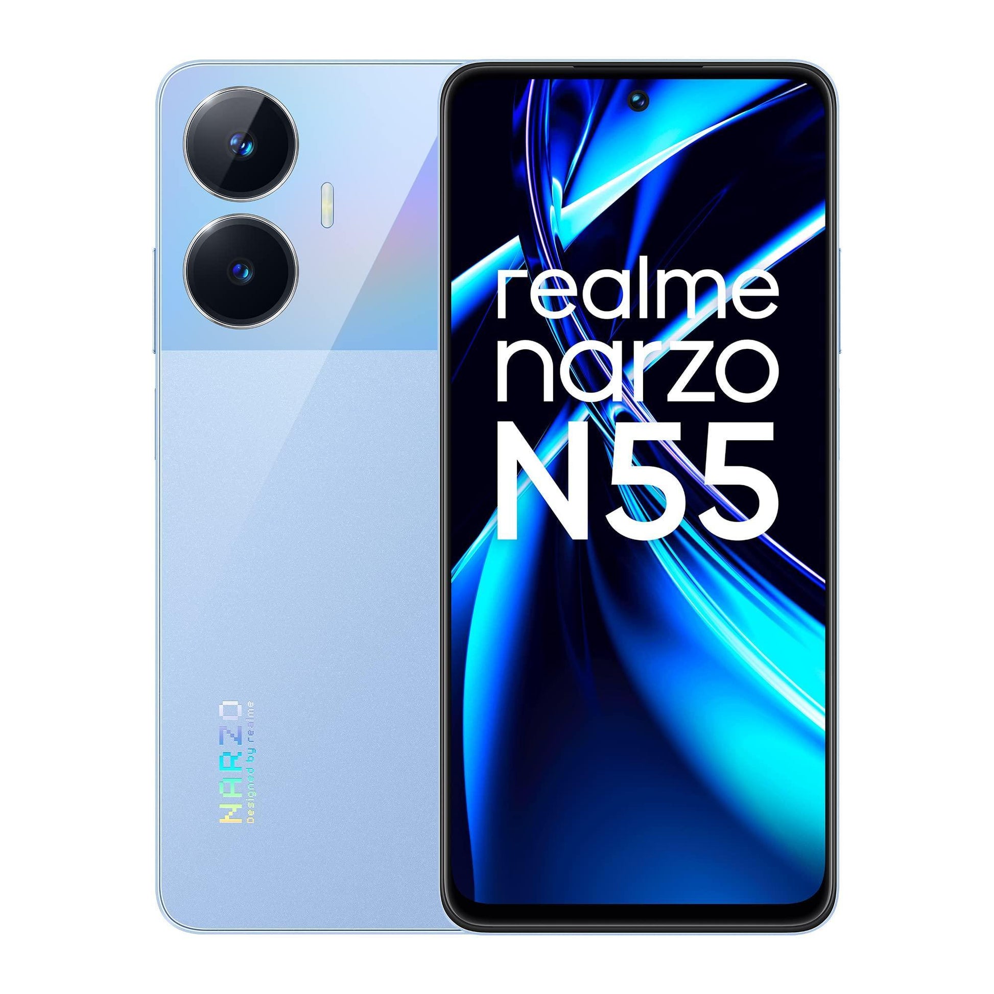 (Refurbished) realme narzo N55 (Prime Blue, 4GB+64GB) 33W Segment Fastest Charging | Super High-res 64MP Primary AI Camera - Triveni World