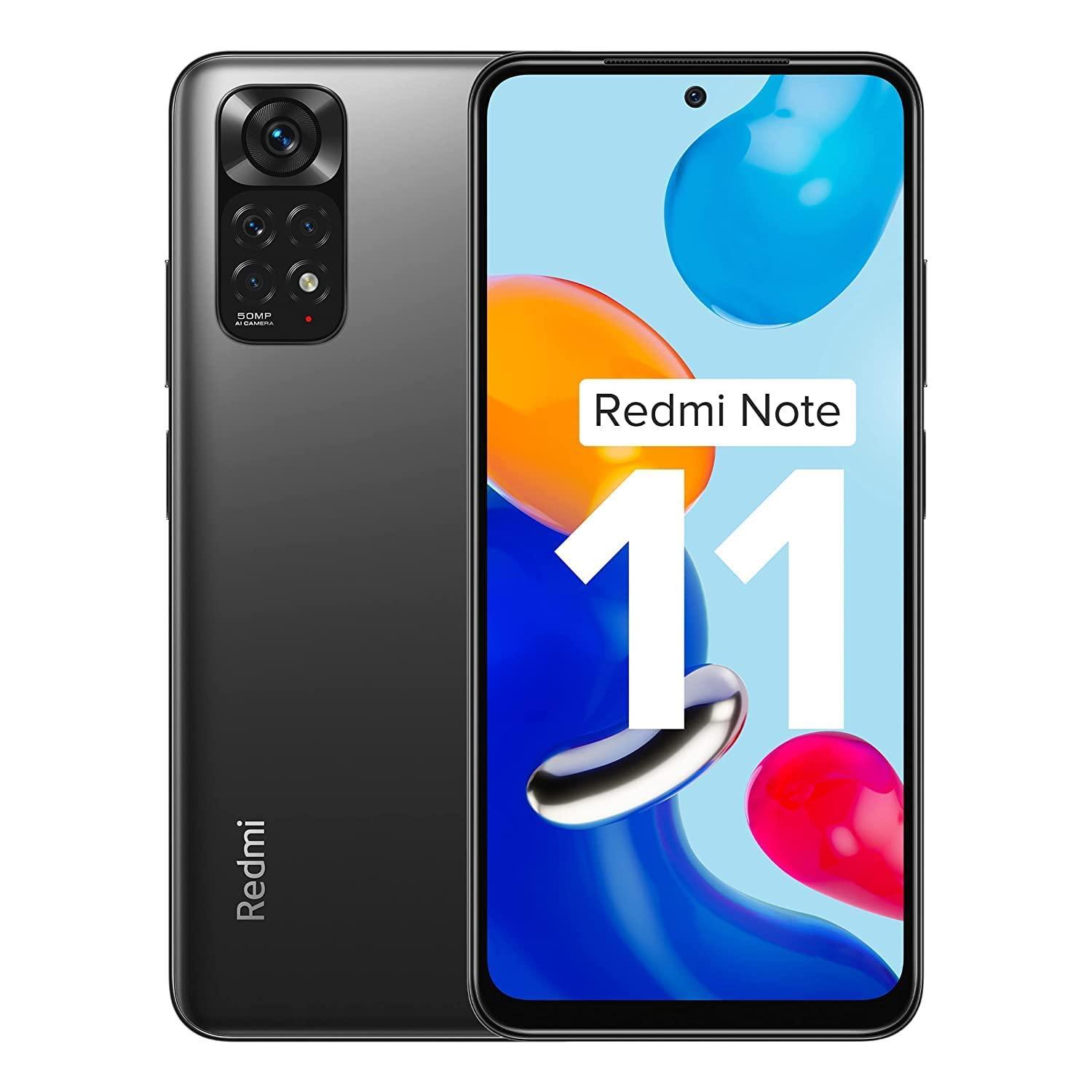 (Refurbished) Redmi Note 11 (Space Black, 6GB RAM, 128GB Storage)|90Hz FHD+ AMOLED Display | Qualcomm® Snapdragon™ 680-6nm | Alexa Built-in - Triveni World