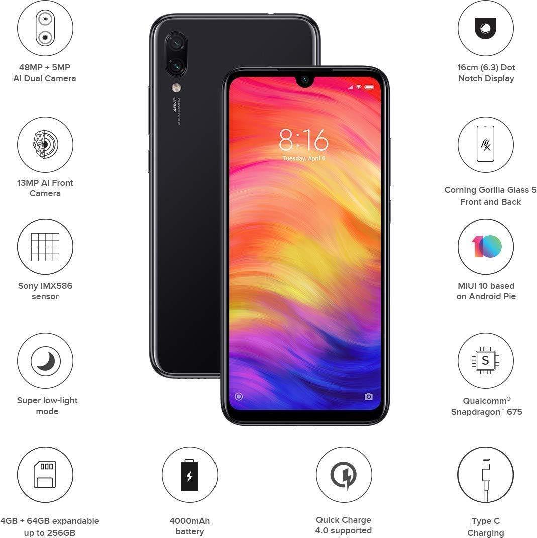 (Refurbished) Redmi Note 7 Pro (Space Black, 64GB, 4GB RAM) - Triveni World