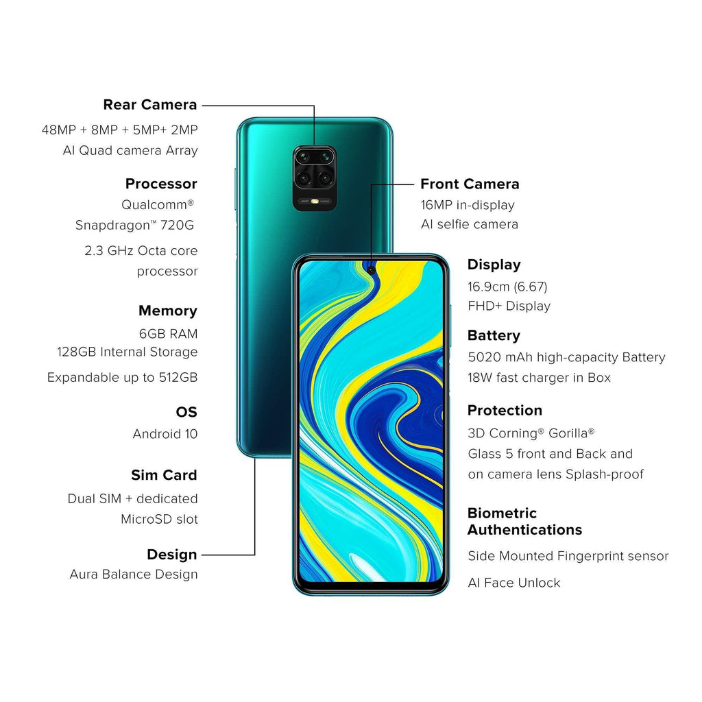 (Refurbished) Redmi Note 9 Pro (Aurora Blue, 6GB RAM, 128GB Storage) - Latest 8nm Snapdragon 720G & Alex - Triveni World