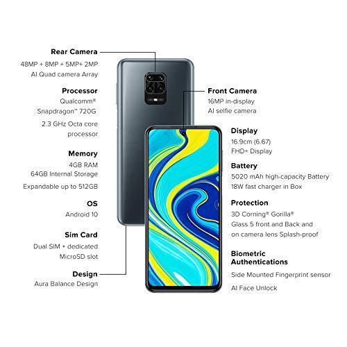 (Refurbished) Redmi Note 9 Pro (Interstellar Black, 4GB RAM, 64GB Storage)- Latest 8nm Snapdragon 720G & Alexa Hands-Free - Triveni World