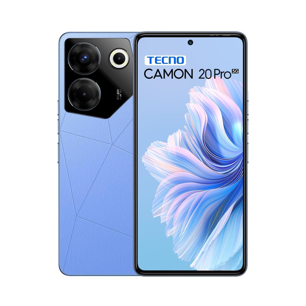 (Refurbished) Tecno Camon 20 Pro 5G (Serenity Blue, 8GB RAM,128GB Storage)| India's 1st MediaTek Dimensity 8050 Processor | 16GB Expandable RAM | 64MP RGBW(G+P) OIS Rear Camera|6.67 FHD+ Big AMOLED Screen - Triveni World