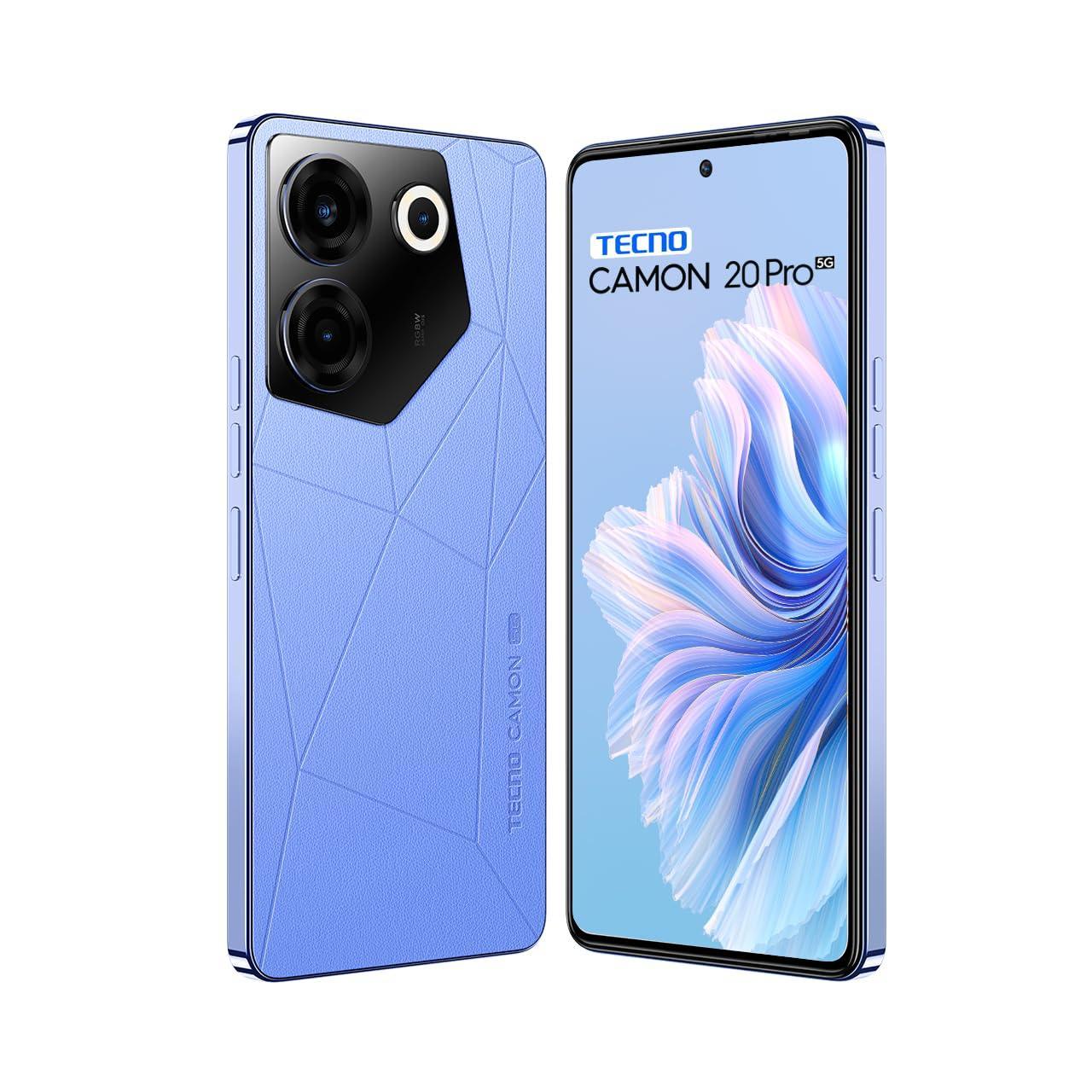 (Refurbished) Tecno Camon 20 Pro 5G (Serenity Blue, 8GB RAM,128GB Storage)| India's 1st MediaTek Dimensity 8050 Processor | 16GB Expandable RAM | 64MP RGBW(G+P) OIS Rear Camera|6.67 FHD+ Big AMOLED Screen - Triveni World