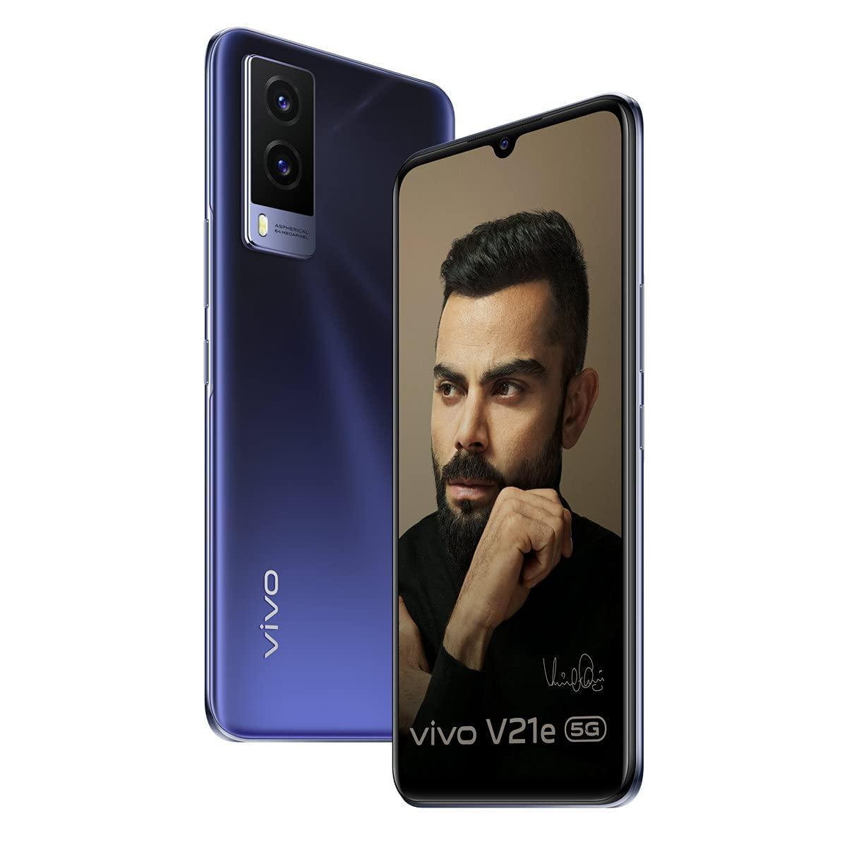 (Refurbished) Vivo V21e 5G (Dark Pearl, 8GB RAM, 128GB Storage) with No Cost EMI/Additional Exchange Offers - Triveni World