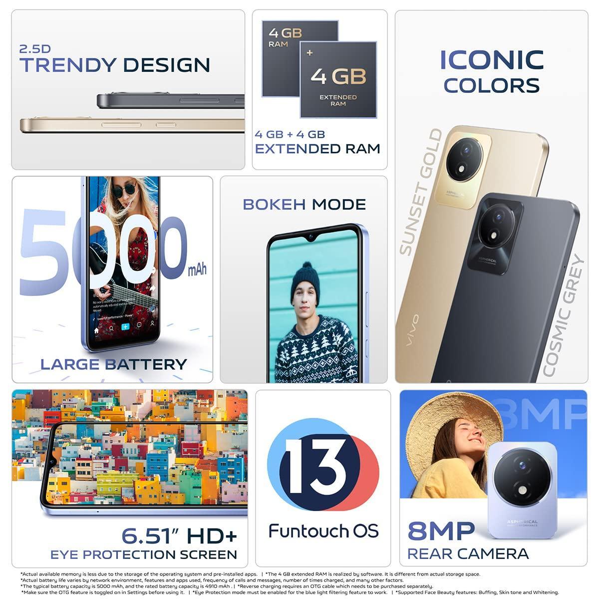 (Refurbished) Vivo Y02t (Cosmic Grey, 4GB RAM, 64GB Storage) with No Cost EMI/Additional Exchange Offers - Triveni World