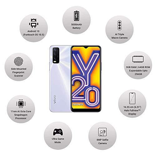 (Refurbished) Vivo Y20i (Dawn White, 3GB RAM, 64GB Storage) Without Offer - Triveni World