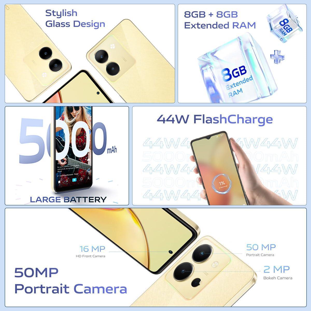 (Refurbished) vivo Y36 (Vibrant Gold, 8GB RAM, 128GB Storage) with No Cost EMI/Additional Exchange Offers - Triveni World