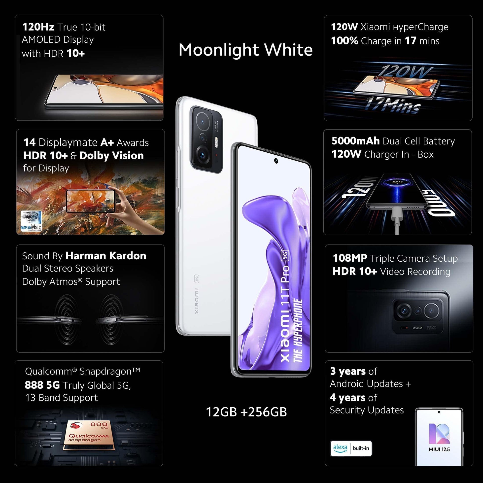 (Refurbished) Xiaomi 11T Pro 5G Hyperphone(Moonlight White,12GB RAM,256GB Storage) - Triveni World