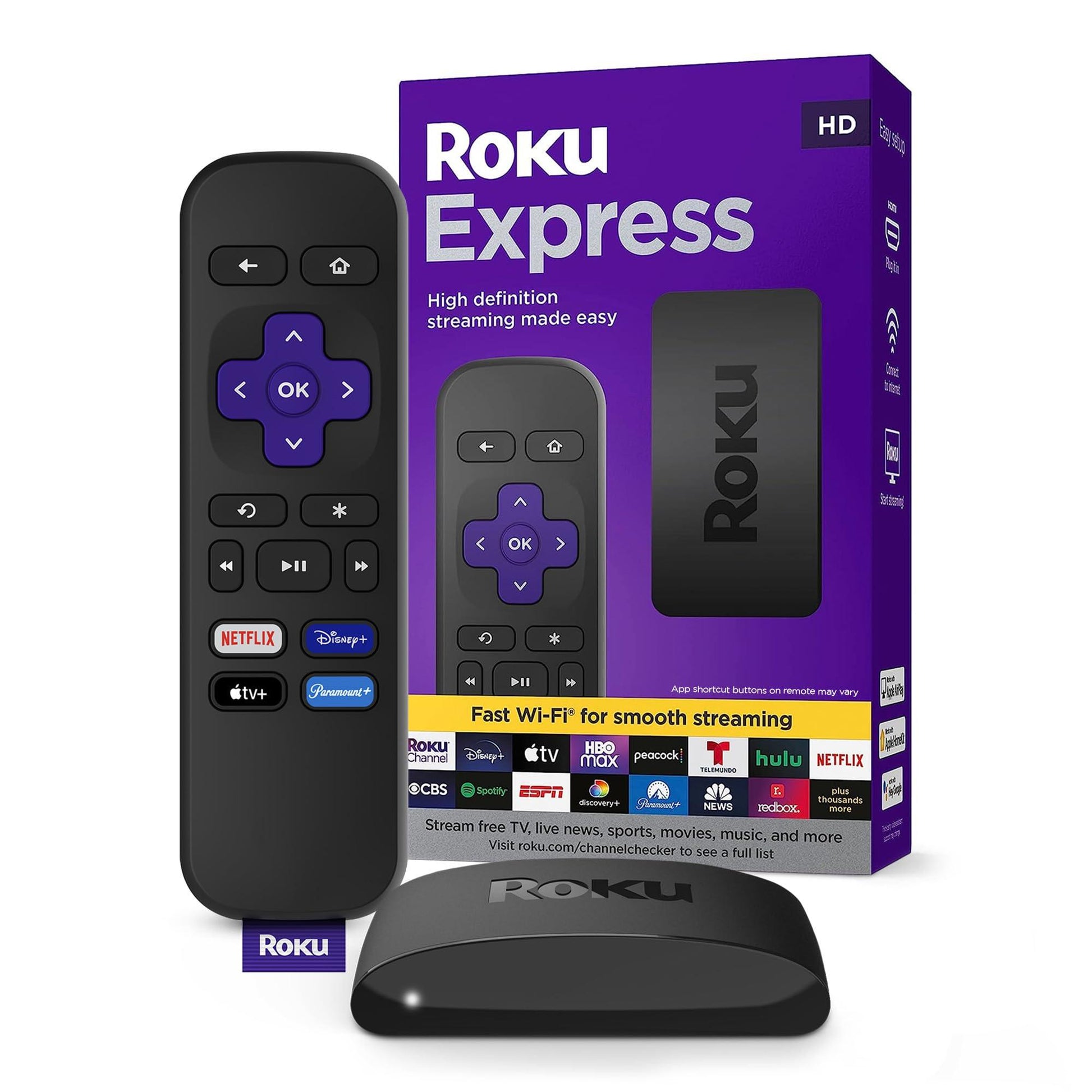 Roku Express | HD Roku Streaming Device with Standard Remote (no TV Controls), Free & Live TV - Triveni World