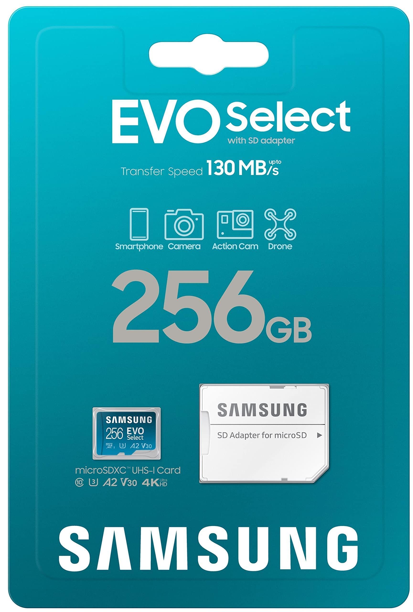 SAMSUNG EVO Select Micro SD-Memory-Card + Adapter, 256GB microSDXC 130MB/s Full HD & 4K UHD, UHS-I, U3, A2, V30, Expanded Storage for Android Smartphones, Tablets, Nintendo-Switch (MB-ME256KA/AM) - Triveni World