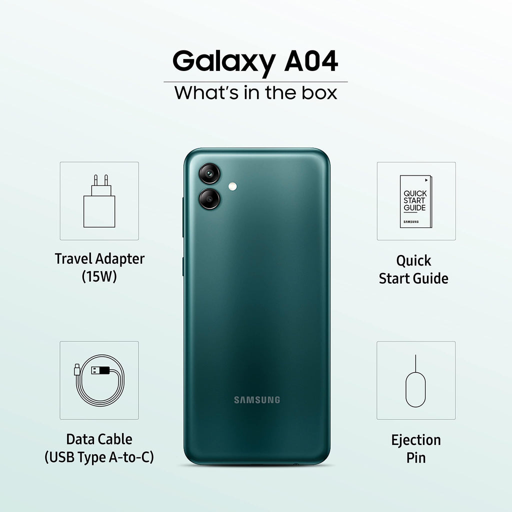 Samsung Galaxy A04 (Green, 4GB, 64GB Storage) | 50 MP Rear Camera | Face Unlock | Upto 8GB RAM with RAM Plus | MediaTek Helio P35 | 5000 mAh Battery - Triveni World