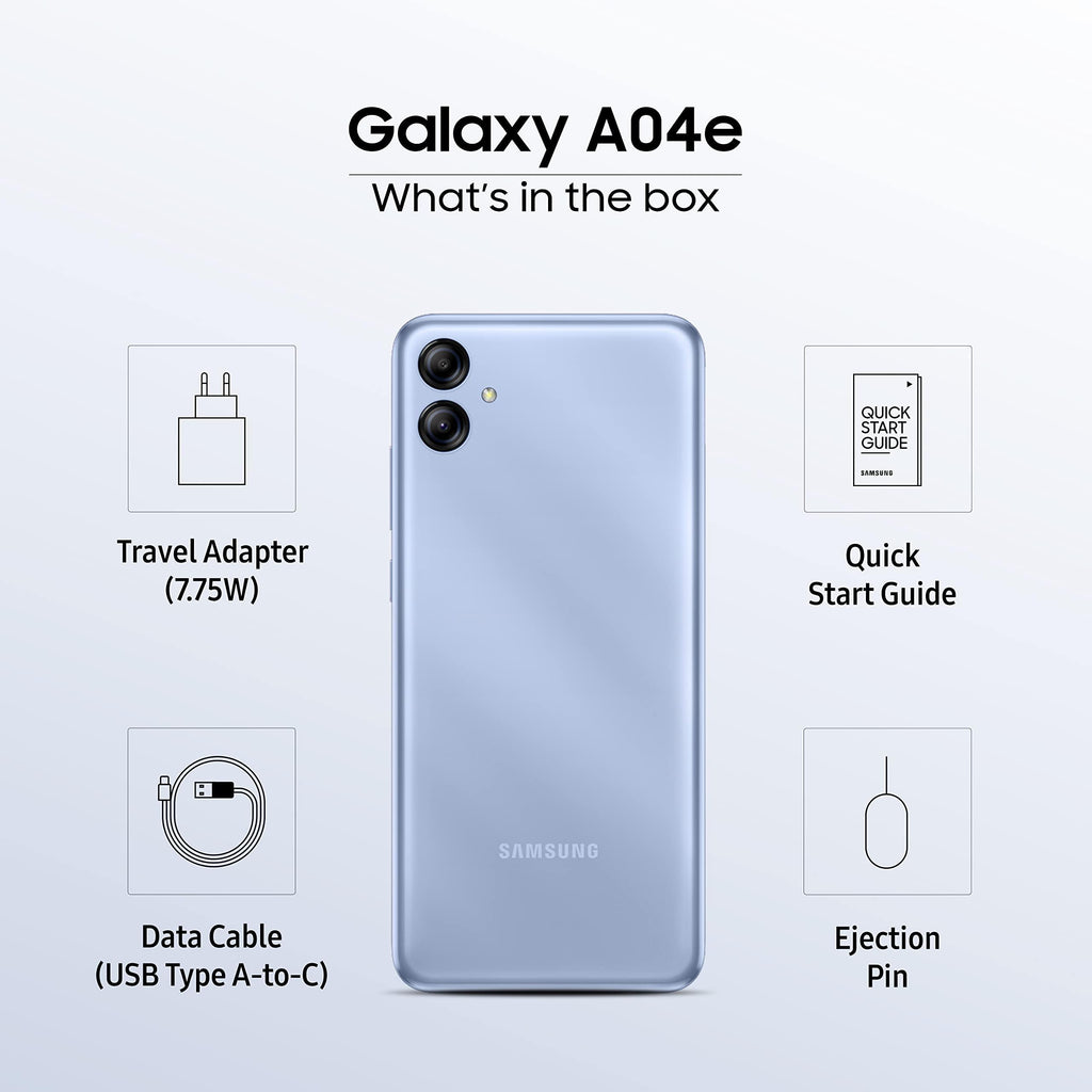 Samsung Galaxy A04e (Light Blue, 4GB, 128GB Storage) | 13 MP Rear Camera | Face Unlock | Upto 8GB RAM with RAM Plus | MediaTek Helio P35 | 5000 mAh Battery - Triveni World