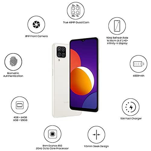 Samsung Galaxy M12 (White,4GB RAM, 64GB Storage) 6000 mAh with 8nm Processor | True 48 MP Quad Camera | 90Hz Refresh Rate - Triveni World