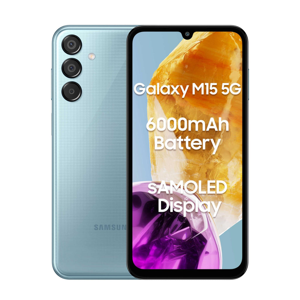 Samsung Galaxy M15 5G (Celestial Blue,8GB RAM,128GB Storage)| 50MP Triple Cam| 6000mAh Battery| MediaTek Dimensity 6100+|4 Gen. OS Upgrade & 5 Year Security Update|Super AMOLED Display - Triveni World