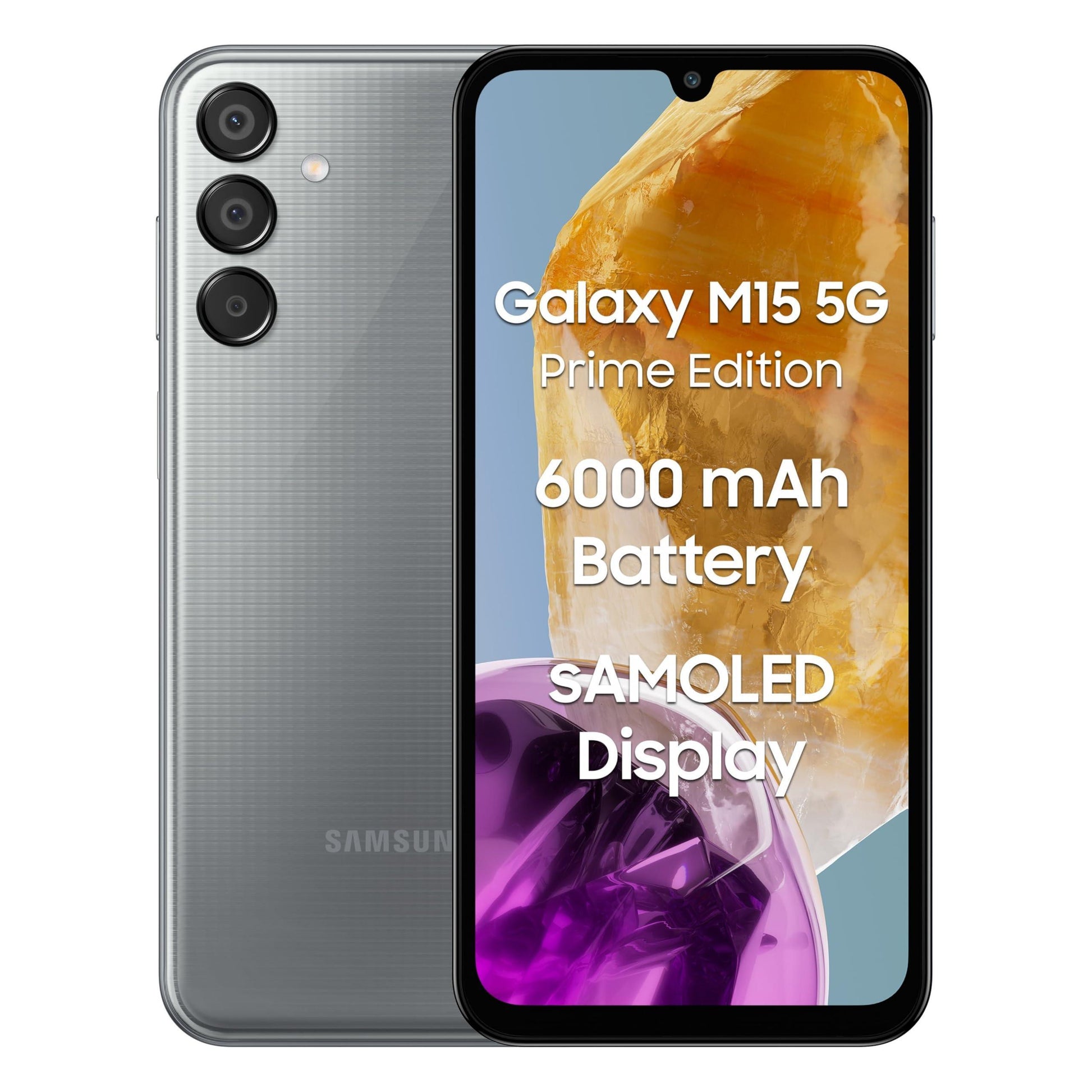 Samsung Galaxy M15 5G Prime Edition (Stone Grey,6GB RAM,128GB Storage)| Super AMOLED Display| 50MP Triple Cam| 6000mAh Battery| MediaTek Dimensity 6100+| 4 Gen. OS Upgrade & 5 Year Security Update - Triveni World