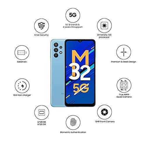 Samsung Galaxy M32 5G (Sky Blue, 6GB RAM, 128GB Storage) | Dimensity 720 Processor | 5000mAh Battery| Knox Security - Triveni World