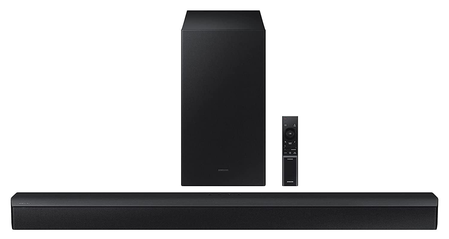 Samsung Soundbar (HW-C45E/XL) 2.1 Channel, 300W, Dolby Digital, 3 Speakers, Wireless Subwoofer, Bluetooth Enabled and DTS Virtual X Experience Sound (Black) - Triveni World