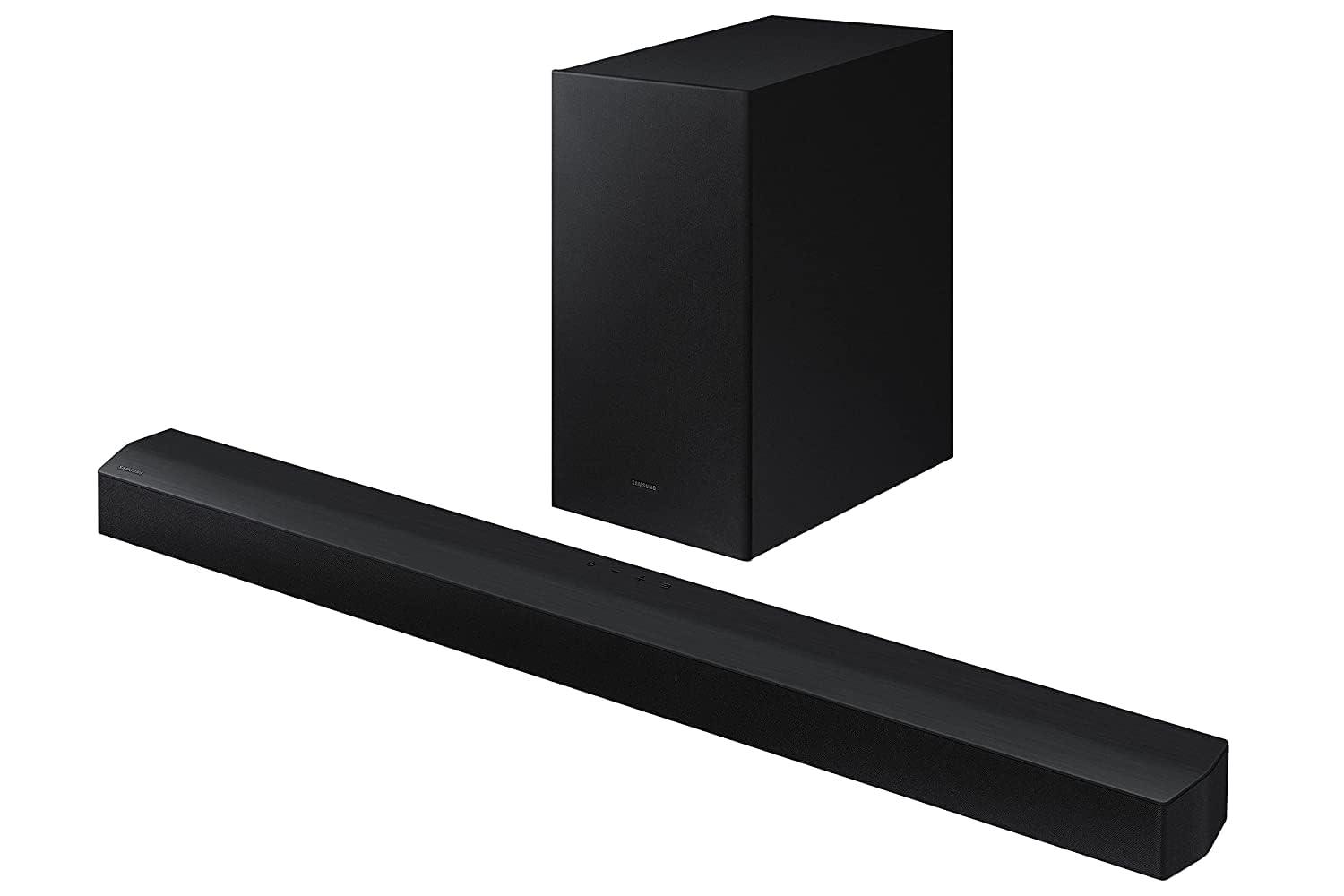 Samsung Soundbar (HW-C45E/XL) 2.1 Channel, 300W, Dolby Digital, 3 Speakers, Wireless Subwoofer, Bluetooth Enabled and DTS Virtual X Experience Sound (Black) - Triveni World