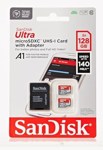 SanDisk 128GB Ultra microSDXC card + SD adapter up to 140 MB/s with A1 App Performance UHS-I Class 10 U1 - Twin Pack - Triveni World