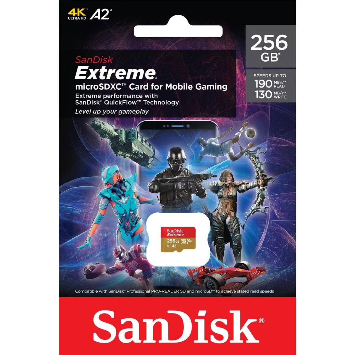 SanDisk Extreme microSD UHS I 256GB Card for Gaming, A2 Certification for Faster Game Loads, 190MB/s Read, 130MB/s Write - Triveni World