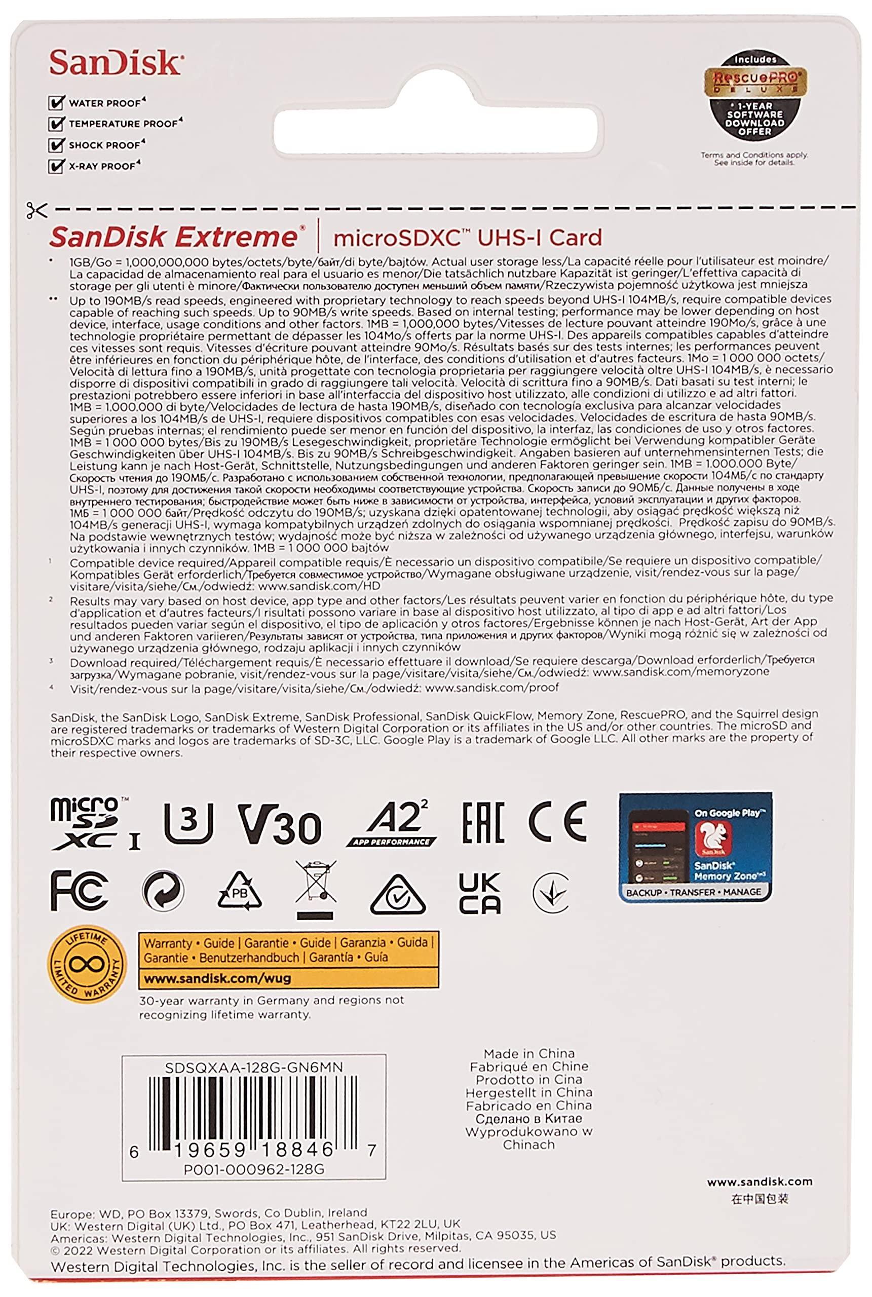 SanDisk Extreme microSD UHS I Card 128GB for 4K Video on Smartphones,Action Cams 190MB/s Read,80MB/s Write & Ultra 128 GB USB 3.0 Pen Drive (Black) - Triveni World