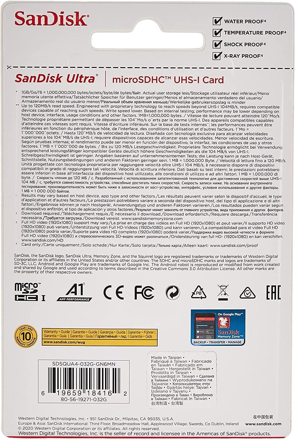 SanDisk Ultra microSD UHS-I Card 32GB, 120MB/s R - Triveni World