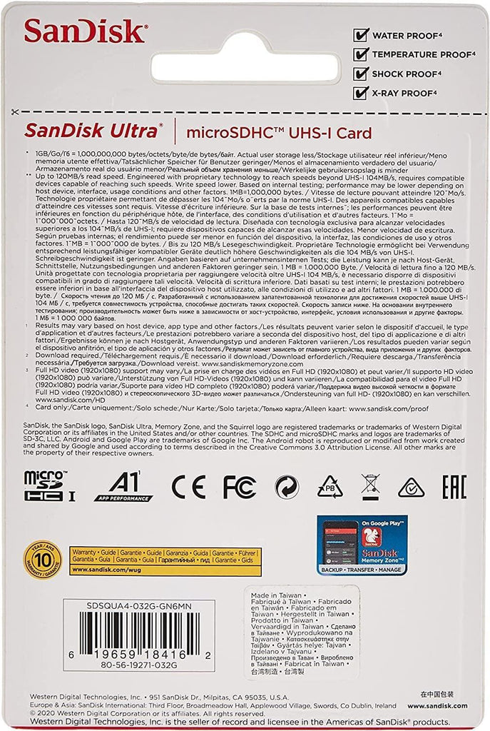 SanDisk Ultra microSD UHS-I Card 32GB, 120MB/s R - Triveni World