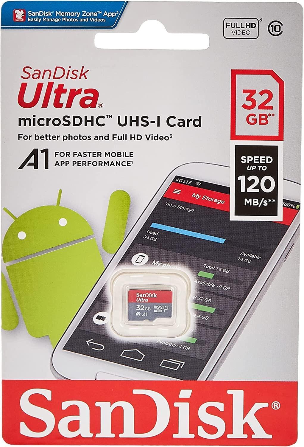 SanDisk Ultra microSD UHS-I Card 32GB, 120MB/s R - Triveni World