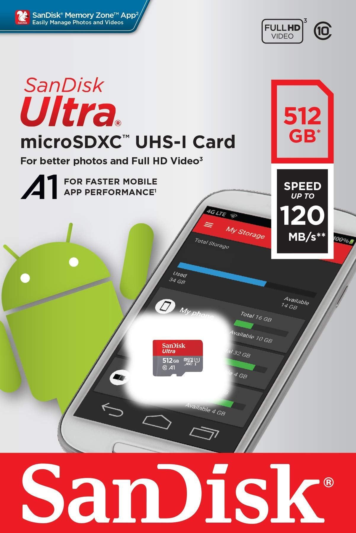 SanDisk Ultra microSD UHS-I Card 512GB, 120MB/s R - Triveni World