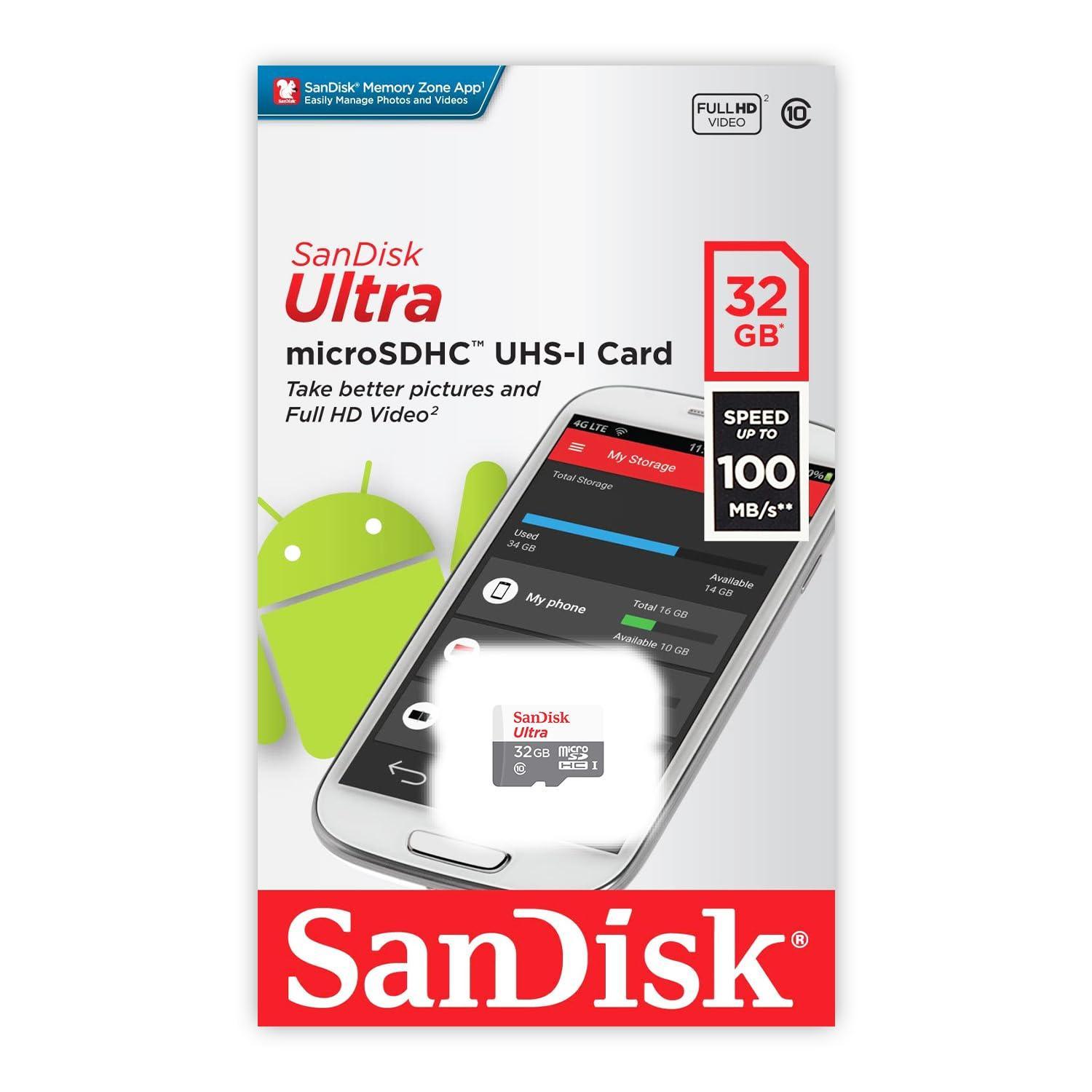 SanDisk Ultra MicroSDHC 32GB UHS-I Class 10 Memory Card with Adapter (Upto 80mbps Speed) - Triveni World