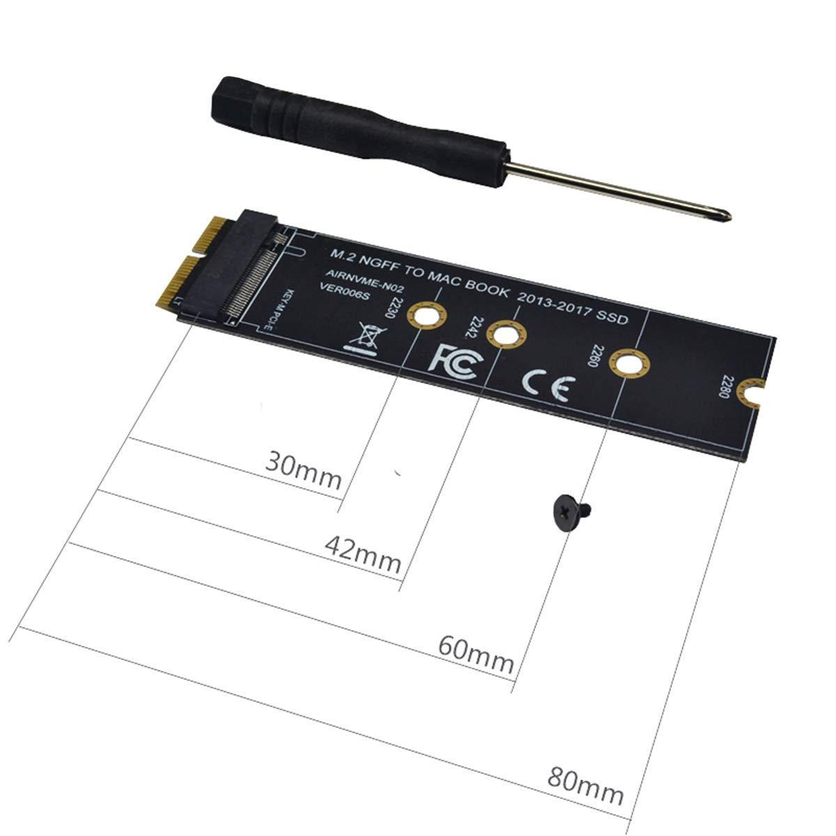 Sensico M.2 NVME SSD Convert Adapter Card for MacBook Air Pro Retina (Year 2013-2017), NVME/AHCI SSD Upgraded Kit for A1465 A1466 A1398 A1502 (Black Long Adapter) - Triveni World