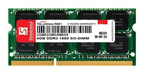 Simmtronics 4GB DDR3 Laptop RAM 1600 MHz (PC 12800) with 3 Year Warranty - Triveni World