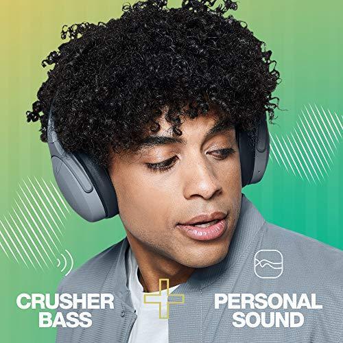 Skullcandy Crusher Evo Wireless Over-Ear Bluetooth Headphones with Microphone, for iPhone and Android, 40 Hour Battery Life, Extra Bass Tech - Bonus Line USB-C Cable -Chill Gray - Triveni World