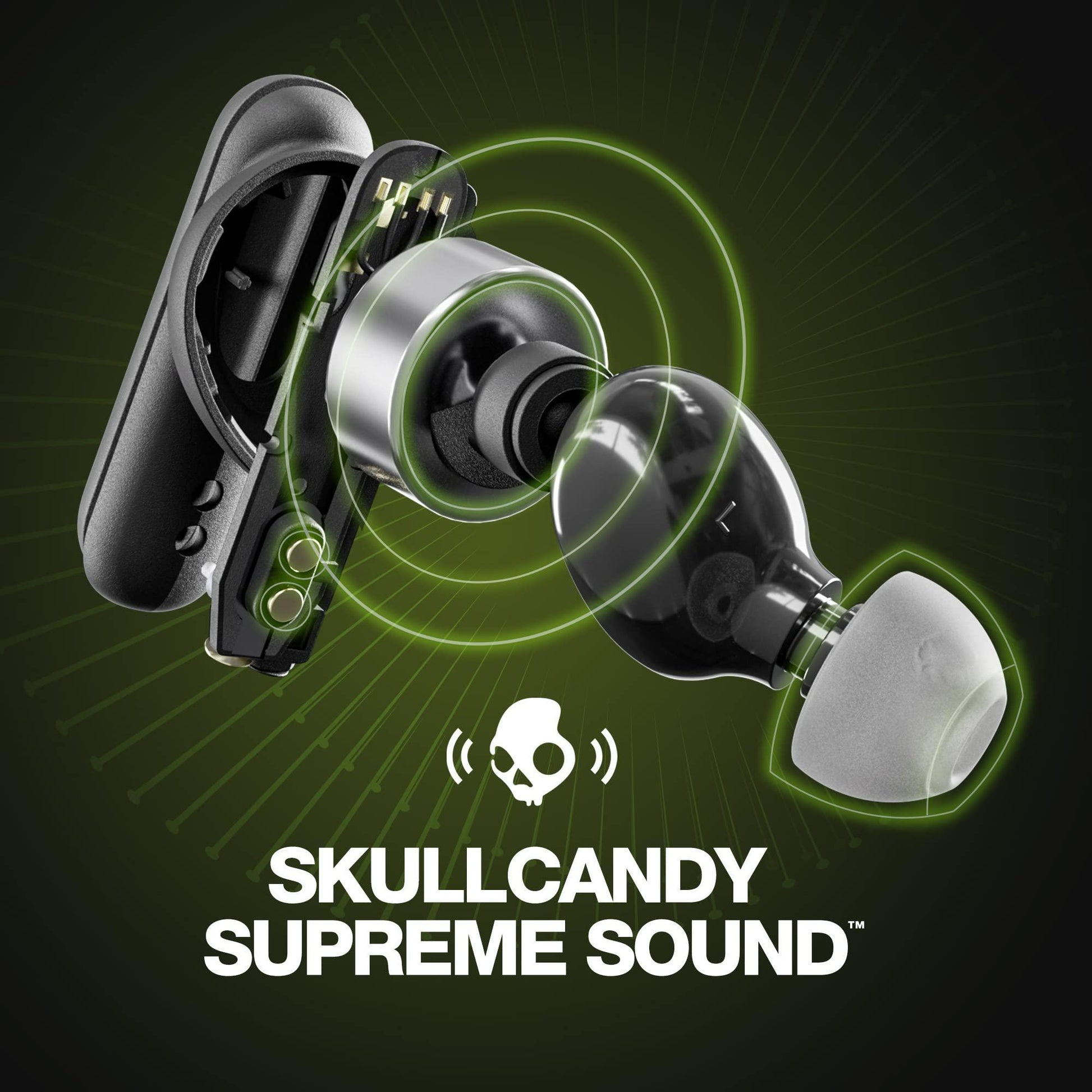 Skullcandy Smokin Buds in-Ear Wireless Earbuds, 20 Hr Battery, Use Either Bud Solo,Rapid Charge, Microphone, Works with iPhone Android and Bluetooth Devices - Black - Triveni World