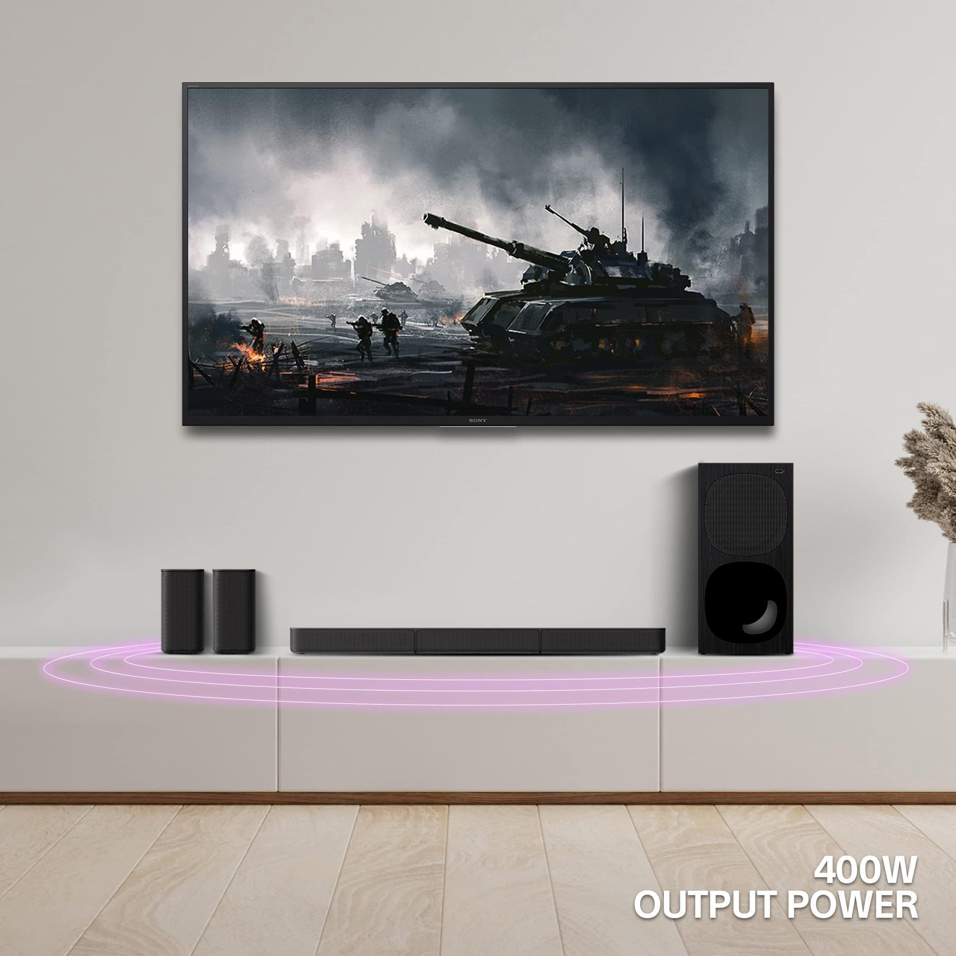 Sony HT-S20R Real 5.1ch Dolby Digital Soundbar for TV with subwoofer and Compact Rear Speakers, 5.1ch Home Theatre System (400W,Bluetooth & USB Connectivity, HDMI & Optical connectivity) - Triveni World