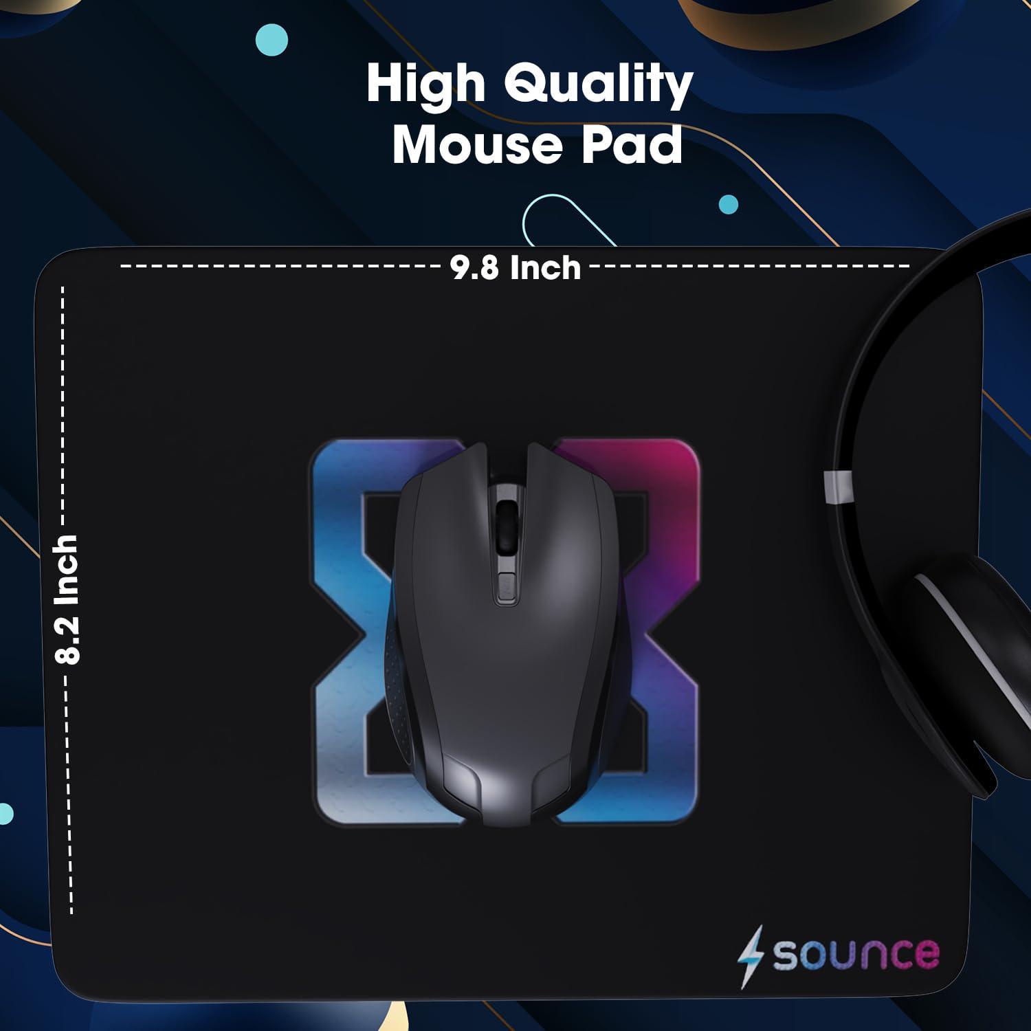 Sounce Ergonomic Mouse Pad, Non-Slip, Anti-Skid, Waterproof, Splash-Proof Precision Tracking, Durable, Suitable for Gaming, Computer, Laptop, Home & Office (9.8 X 8.2 Inch Black). - Triveni World