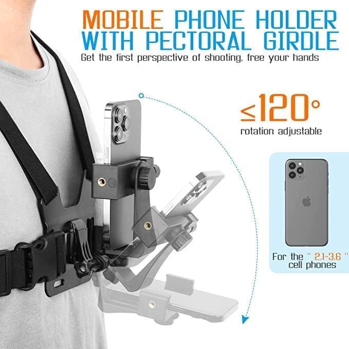 Sounce Mobile Phone Chest Strap Mount GoPro Chest Harness Holder for VLOG/POV Compatible with All Cell Phones and GoPro Hero 9, 8, 7, 6, 5,OSMO Action, AKASO and Other Action Camera - Triveni World