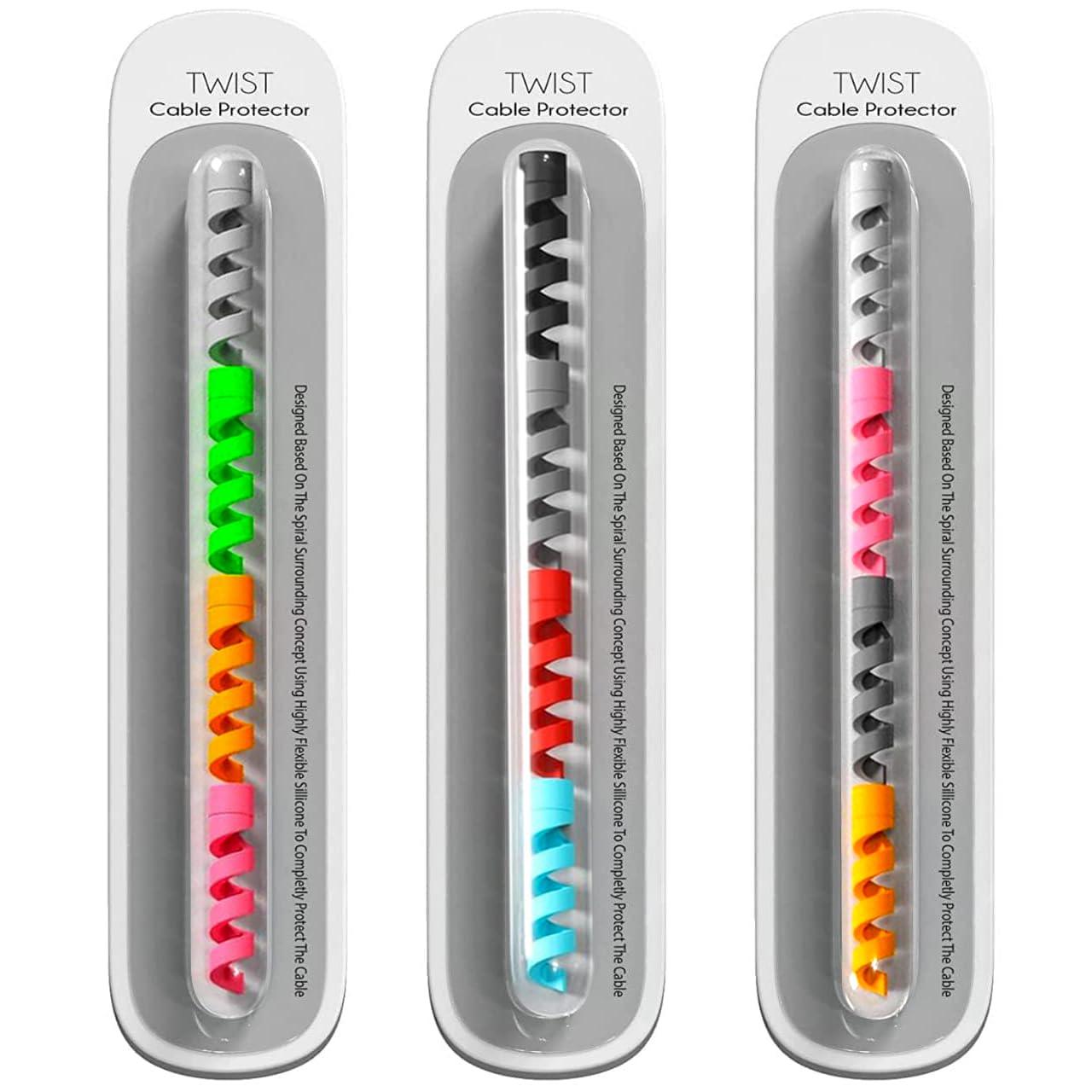 Sounce Spiral Charger 12 Pcs Cable Protector Data Cable Saver Charging Cord Protective Cable Cover Headphone MacBook Laptop Earphone Cell Phone Set of 3 - Triveni World