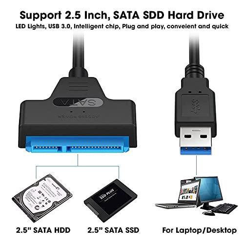 Sounce USB 3.0 SATA III Hard Drive Adapter Cable, SATA to USB Adapter Cable for 2.5 inch (6.35 cm) SSD & HDD, Support UASP, 9 inch(22 cm), Black - Triveni World