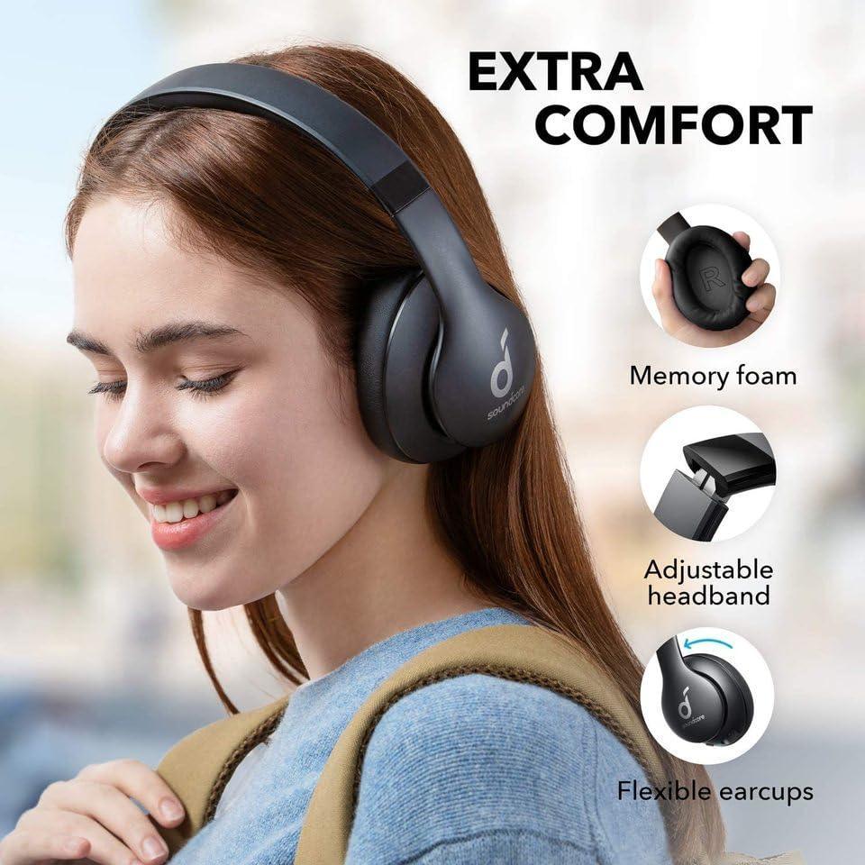 soundcore Anker Q10 Bluetooth Wireless On-Ear Foldable Headphones, 60H Playtime, Premium Soft Touch Design, 40 mm Dynamic Drivers with Deep Bass, Bluetooth 5.0 Dual Connectivity - Triveni World