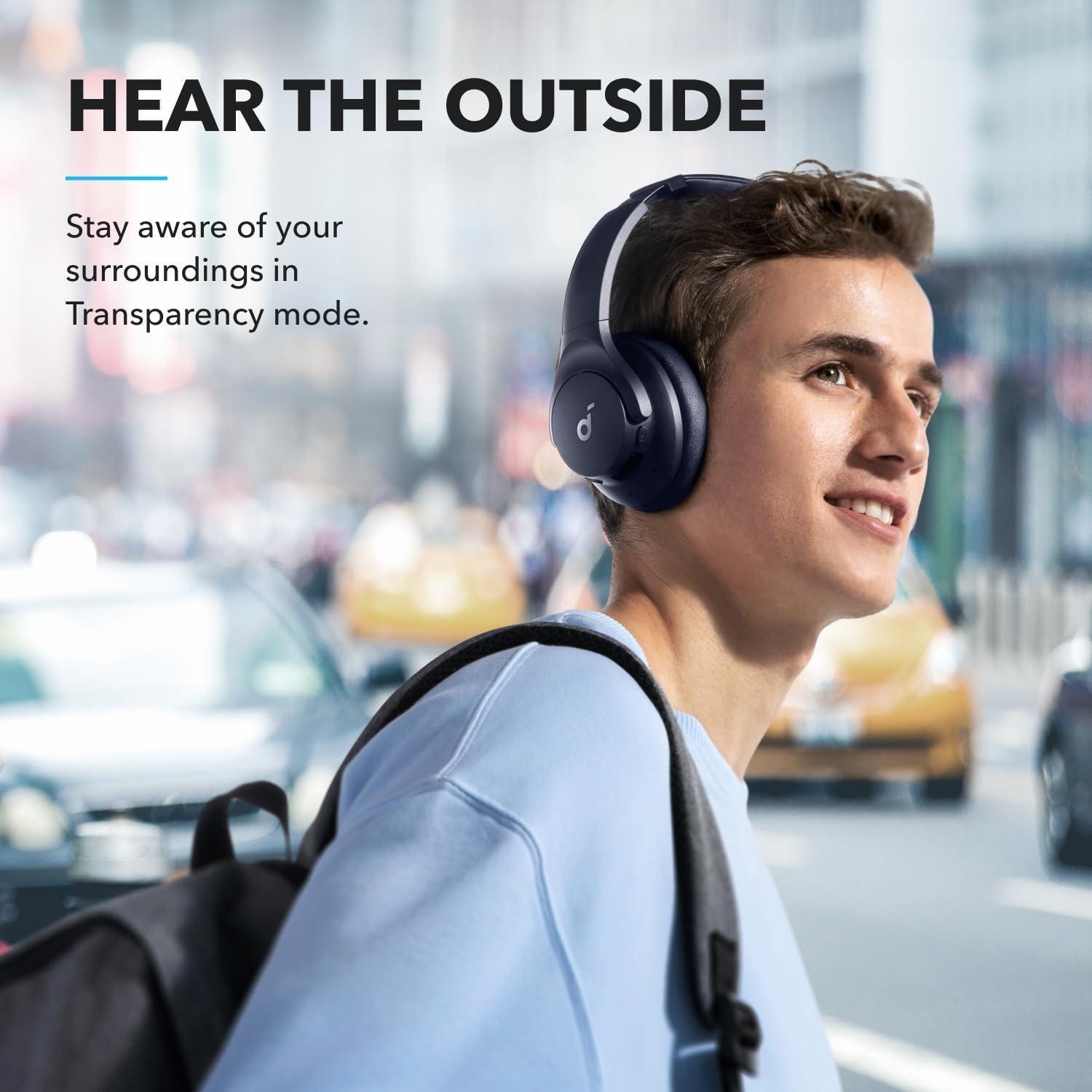 soundcore by Anker Q20i Wireless Bluetooth Over-Ear Headphones with Hybrid Active Noise Cancelling, 40h Playtime in ANC Mode, Hi-Res Audio, Deep Bass, App Personalization (Blue) - Triveni World